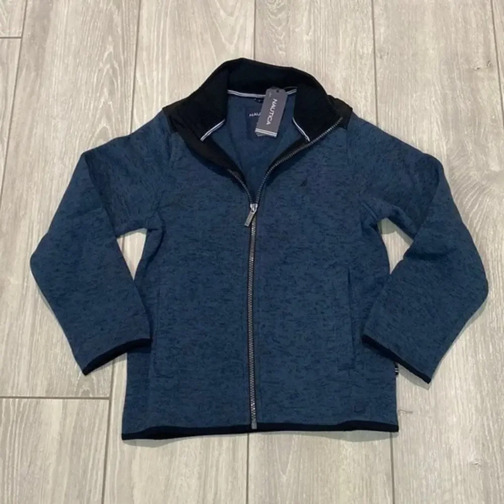 Nautica Kids Fleece Jacket Blue Zip-Up Pockets Size Medium 10 / 12 New